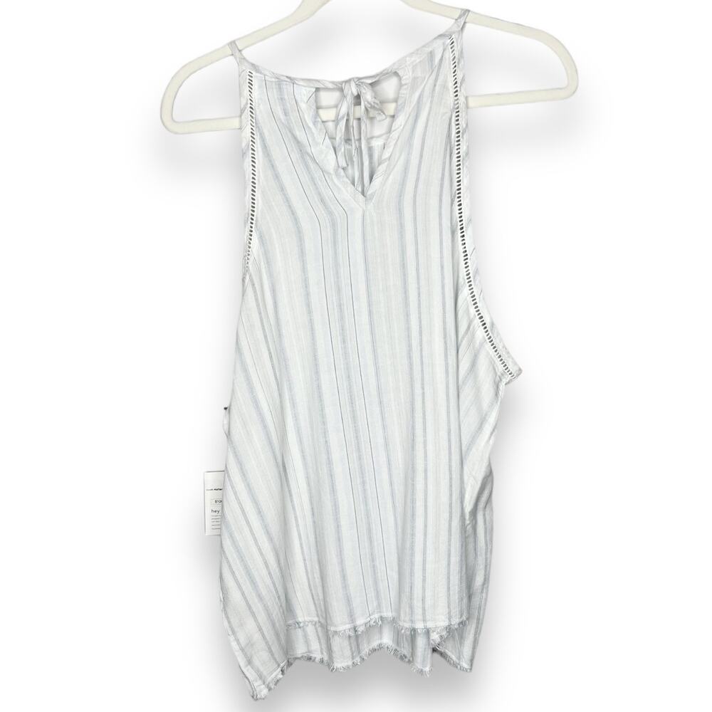NWT Bella Dahl Sky Blue Striped Trim Halter Size Large $106